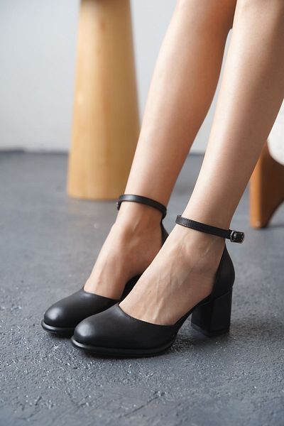 MODAADAM Pantofi cu toc Penida Platform pentru dama - piele neagra