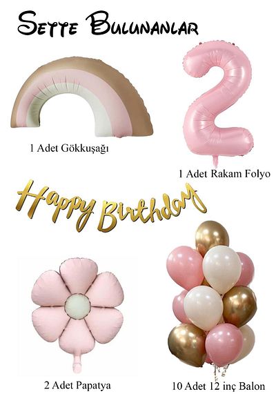 Patladı Gitti Retro 2 Year Old Daisy Themed Baby Girl Concept Birthday Set