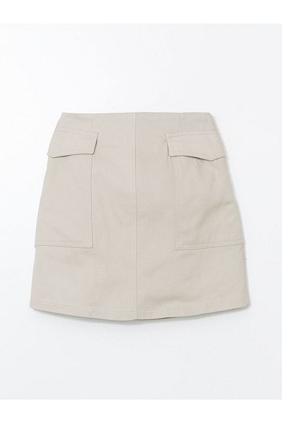 LC Waikiki Natuvera Beige Waist Zippered Gabardine Women's Mini Skirt