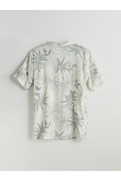 LC Waikiki Ανδρικό πουκάμισο LCW Vision Khaki Regular Fit με κοντό μανίκι με σχέδιο βισκόζης