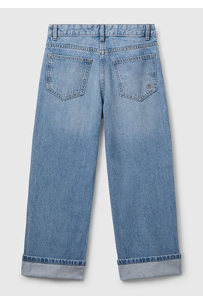United Colors of Benetton Boy's Light Denim Ripped Distressed Effect Straight Fit Denim Pants