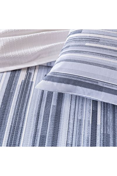 Taç Blue Crown Printed Grid Single Pique Set