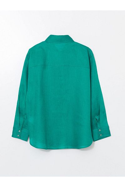 LC Waikiki Lcw Vision Green Oversize Linen Women's Shirt