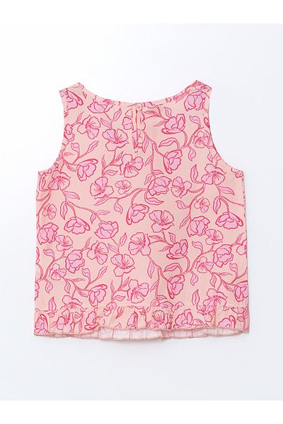 LC Waikiki New Season Crew Neck Floral Παιδική Crop Μπλούζα για κορίτσια - S5M288Z4