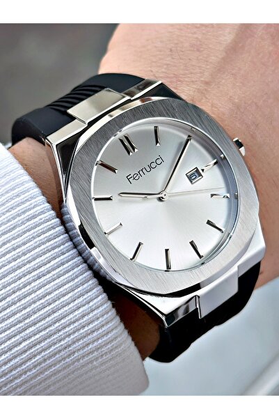 Ferrucci Özel Tasarım Takvimli 3 Atm Su Geçirmez Silikon Kordon Erkek Kol Saati