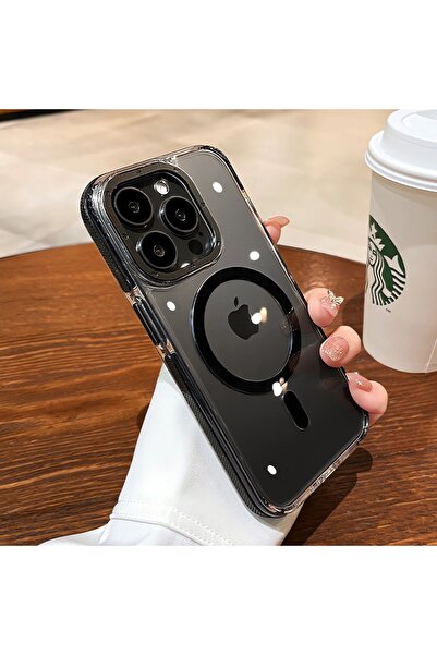 Yaren İphone 15 Hava Yastığı Zırhı Kaymaz Şeffaf Kılıf Magsafe Kılıfları Şarj...