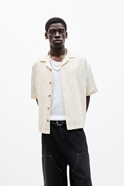 Pull & Bear Keten karışımlı ve kısa kollu gömlek