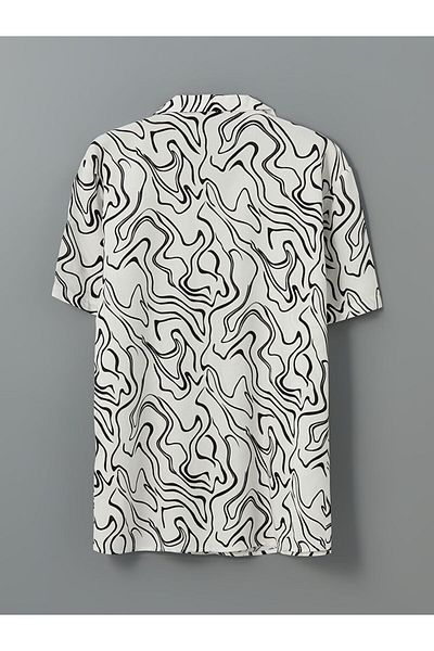 LC Waikiki Natuvera White Regular Fit Short Sleeve Patterned Viscose Men's Shirt