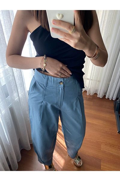 Flow Carrot Cut Front Pleated Linen Trousers