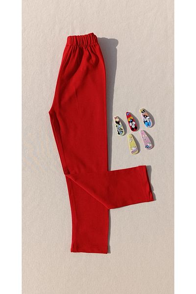 siyalife Girl's Red Color Basic Leggings