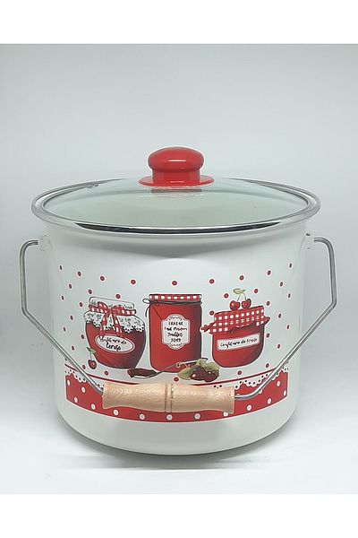ALEV Enamel Evi̇m 22 cm 5 Liter Decorated Enamel Copper Cereal Bucket Yogurt Copper