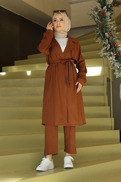 MİSSKAYLE Moon Piece Detailed Suit Brown