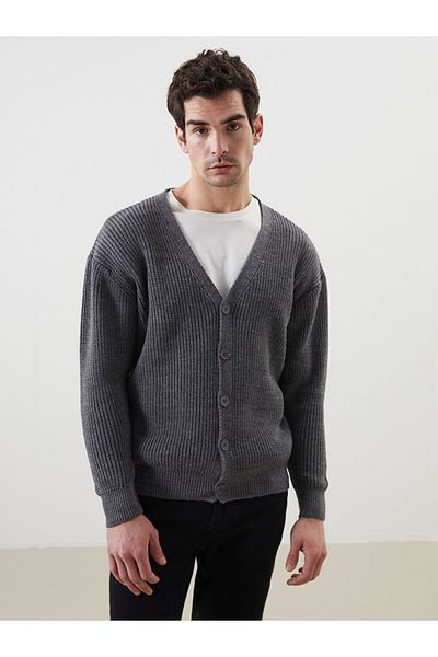 LC Waikiki Standard Mold V-Neck Men's Knitwear Cardigan