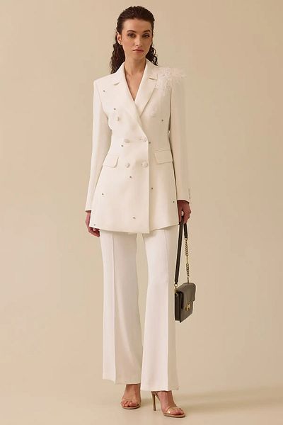 SEÇİL Stylish Jacket - Women's Accessory Stoned Ecru