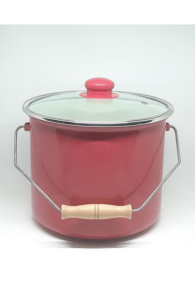 ALEV ENAMEL HOUSE 22 CM 5 LITER RED ENAMEL COPPER
