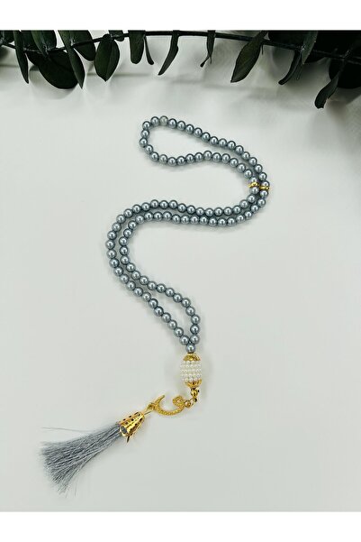 lenagiftworkshop 10 قطع من اللؤلؤ البلاستيكي الرمادي، مسبحة صلاة وهدايا مع شر...