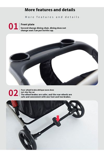 Ma Baby Baby Stroller,Two-Way Trolley,Lightweight And Portable Pushchair With Shock-Absorbing Functional