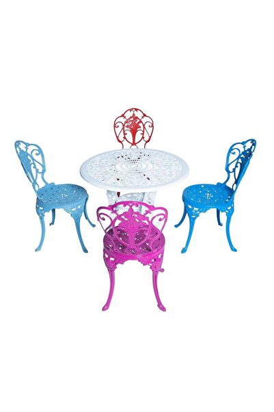 ReHome Rose Alüminyum Bahçe Mobilyası | 4 Kişilik Döküm Masa Sandalye Takımı