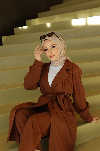 MİSSKAYLE Moon Piece Detailed Suit Brown