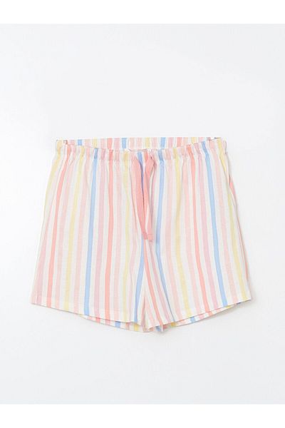 LC Waikiki LCW DREAM Coral Talie elastică cu dungi Pantaloni scurți pentru femei Pijama Bottom 2'li