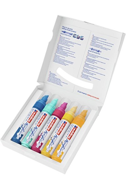 Edding 5000 Kalın Uçlu Akrilik Markör 5'li Paket (turuncu Sarı Mavi Pembe Tur...
