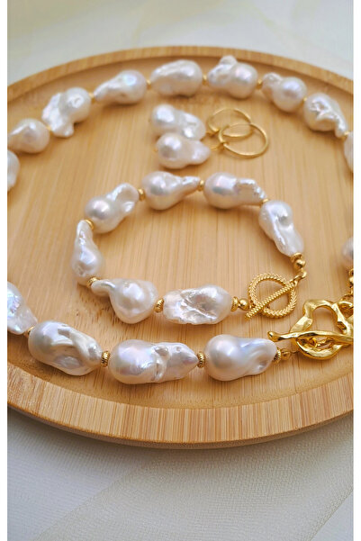 Rose Glow Pearl Jewelry Premium Barok Gerçek Inci Kolye - Gerçek Tatlı Su Incisi