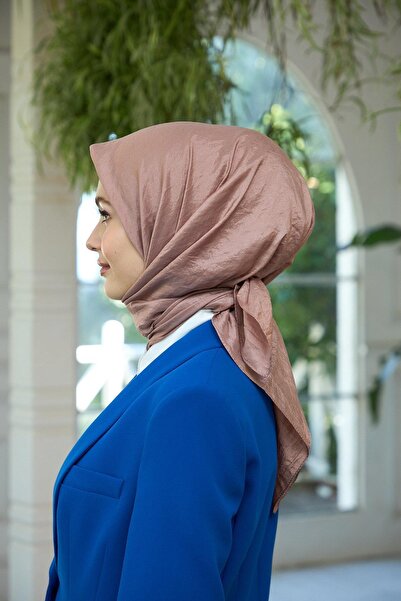 İpekhan Μεταξωτό κασκόλ καφέ βιζόν - Απλό σχέδιο Voile 10100-08