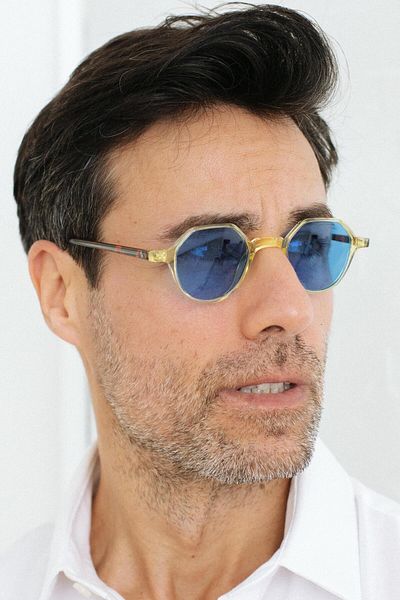 Bilge Karga Paula Yellow Leopard Blue Men's Sunglasses