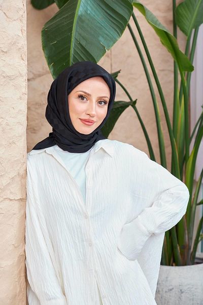 İpekhan Checker Jacquard Scarf, Black 9900-11