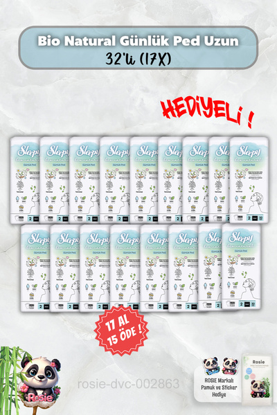 Sleepy 32'li Bio Natural 17 Al 15 Öde Günlük Ped Uzun ve Rosie Hediye