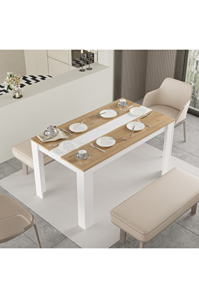 Robin Home Lena Yemek Masası Mutfak Masası 140x80 Sepet-beyaz