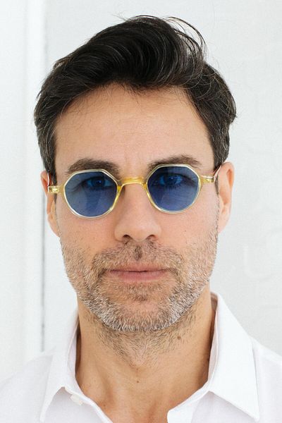 Bilge Karga Paula Yellow Leopard Blue Men's Sunglasses