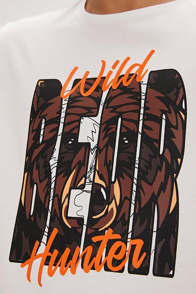Bad Bear Hunt White Printed Men's T-Shirt