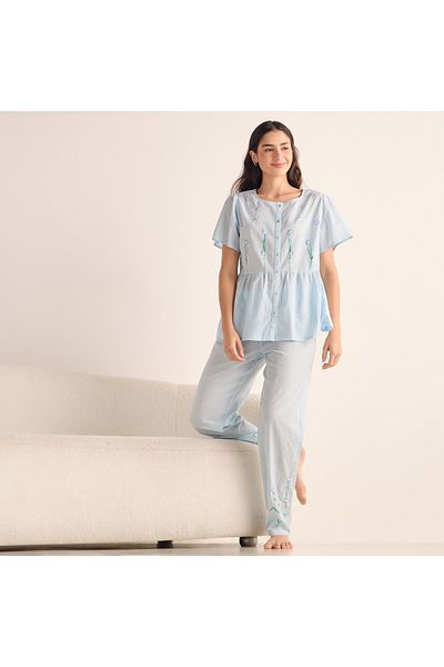 FAV Embroidered Shirt and Pyjama Set