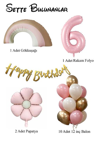 Patladı Gitti Retro 6 Year Old Daisy Themed Baby Girl Concept Birthday Set