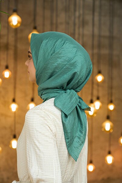 İpekhan Μεταξωτό κασκόλ Voile με απλό σχέδιο Pine Green - 10100-31