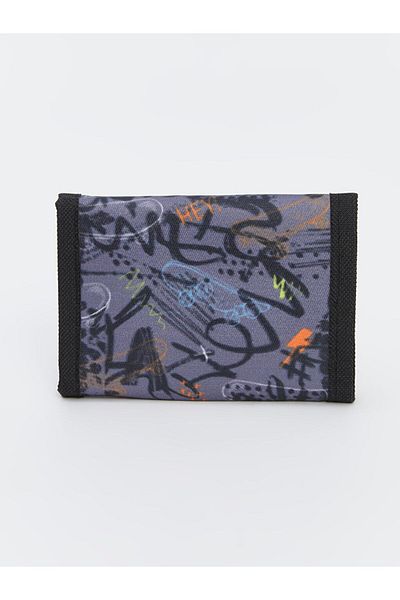 LC Waikiki Ανδρικό παιδικό πορτοφόλι Lcw Eco Anthracite Printed