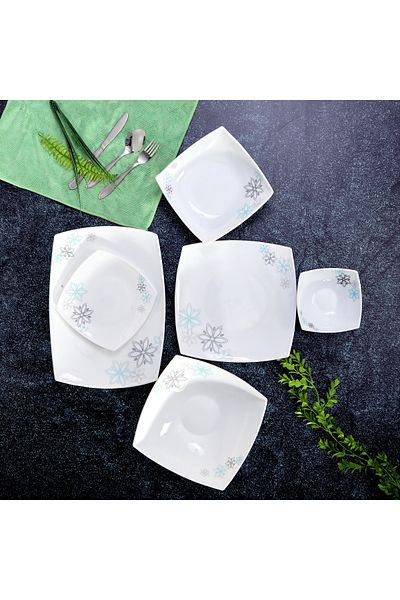 ROYALFORD RF9753 27Pcs Opal Ware Dinner Set - Floral Design Plates, Bowls