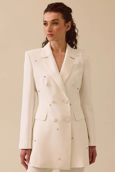 SEÇİL Stylish Jacket - Women's Accessory Stoned Ecru