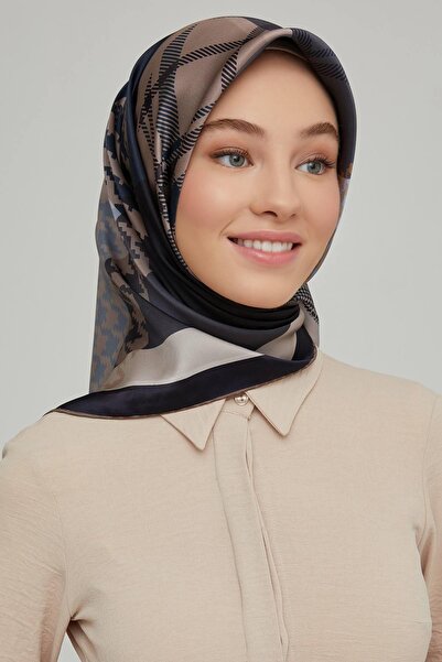 Armine İpek Eşarp Nostalji - 8620-01 Vizon Lacivert Twill