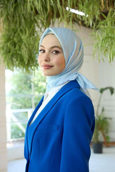 İpekhan Ice Blue Voile Μεταξωτό Κασκόλ - Απλό Μοτίβο - 10100-07