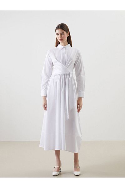 LC Waikiki Νέα σεζόν πουκάμισο γιακάς Poplin Γυναικείο φόρεμα - S5LD83Z8