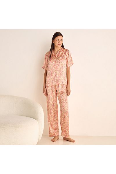 FAV Floral Print Camp Collar Shirt and Elasticated Pyjama Set