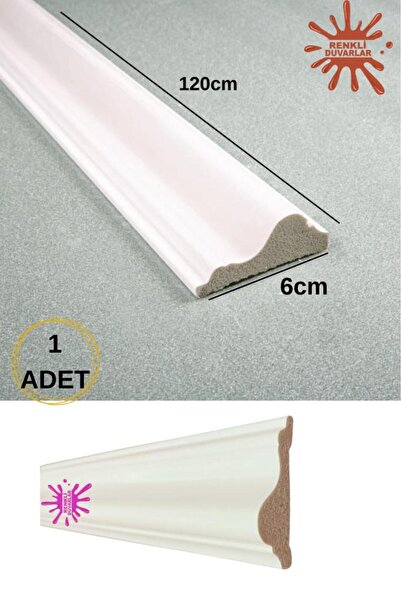 Renkli Duvarlar 6cm x 120 cm  1 Adet Pvc Polimer Beyaz Parke Süpürgelik Duvar...