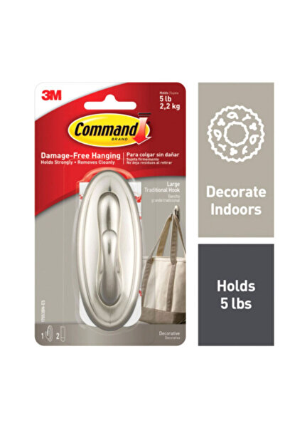 COMMAND Traditional Damage-Free Hanging Self Adhesive Plastic Hook Large