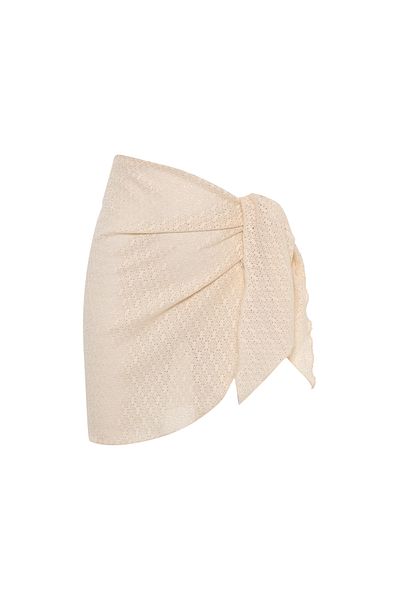 AQUELLA Knitwear Patterned Ecru Tied Pareo