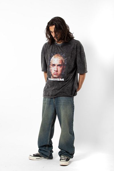 Sekizbiraltı Eminem Icon Printed - Tricou negru oversize unisex lavabil 24/1