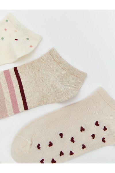 LC Waikiki Lcw Dream Ecru Patterned Women's Booties Socks 5-Pack
