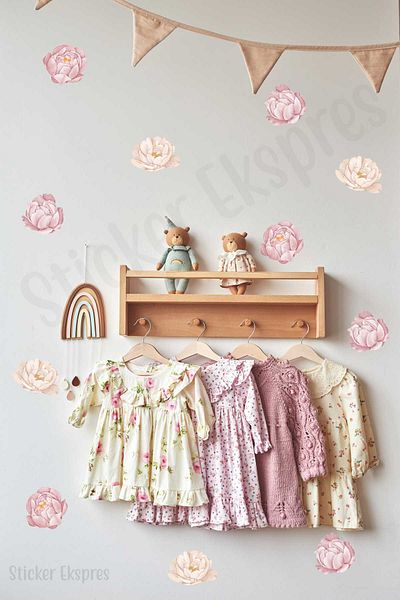 Sticker Ekspres Pastel Roses Kids Room Wall Sticker Set Rose Flower Sticker