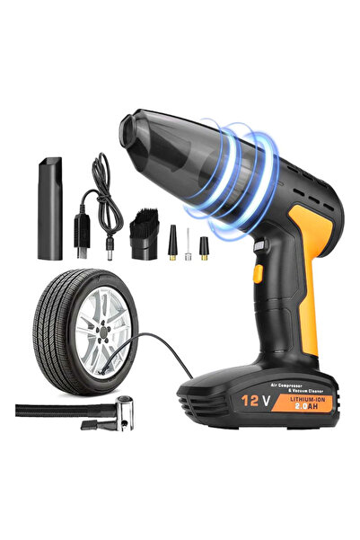 AUTOSMART ضاغط هواء محمول لاسلكي 4 في 1 ومكنسة كهربائية 12 فولت
